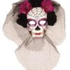 Masker Day Of The Dead Paars Bloemen -Halloween Kostuum Winkel 38767