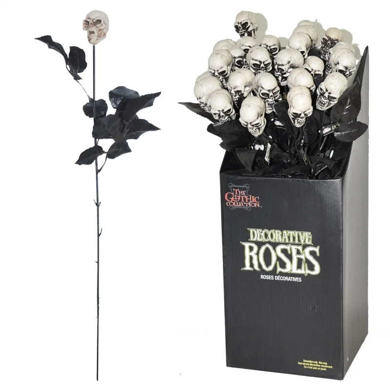 Skull Rose With Black Stem Size: 54 Cm | 3 Skull Rose With Black Stem Size: 54 Cm |