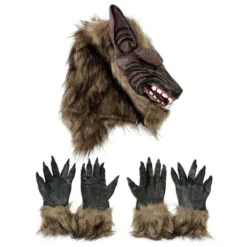 Weerwolf Masker En Handschoenen -Halloween Kostuum Winkel halloween latex wolf hoofd haar masker weerwolf handschoenen kostuum party eng decor.jpg q90.jpg 2